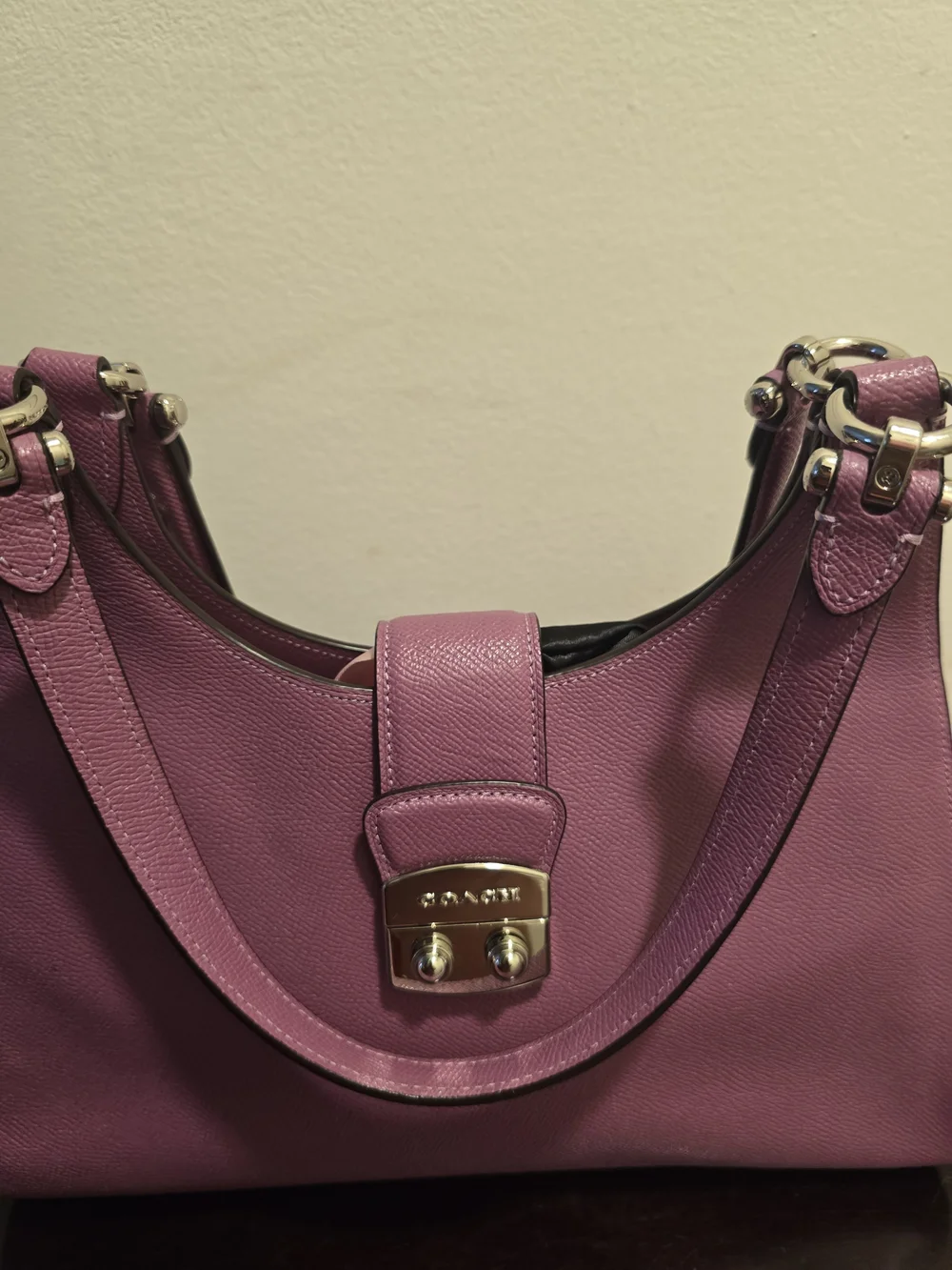Coach Pink Leather Shoulder Bag with Gold Hardware